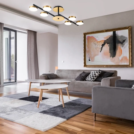 Потолочная люстра на штанге Escada Alcor 10266/6LED (220V, пульт управления, круглые)