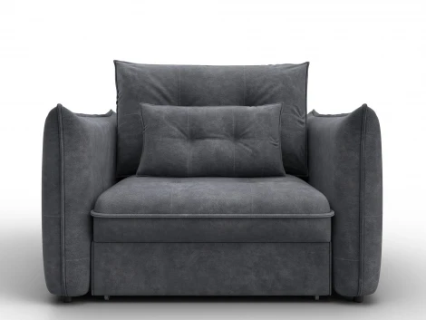 Кресло Лига-100 НПБ (ДСП,Фанера,Велюр/Темно-серый) Лига Диванов 136992