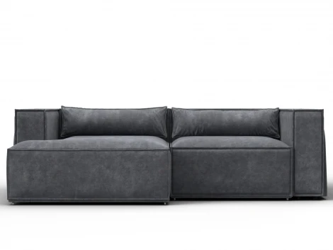 Диван угловой Лига-061 угол левый (ДСП,Брус,Фанера,Велюр/Темно-серый) Лига Диванов 131145L