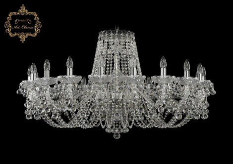 Подвесная большая люстра Art Classic 11.26 11.26.20.400.Cr.B (220V, хрусталь, на цепи, подсвечник, свеча)