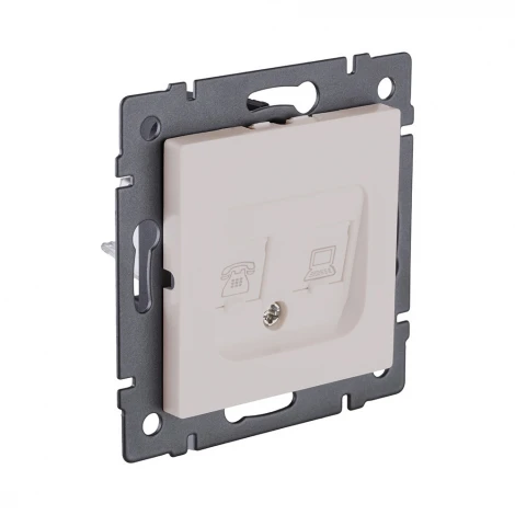 Розетка двойная RJ11 + RJ45 кашемир матовый Kollinger REA-011CM для Aspekt, Eleganz, Reflex