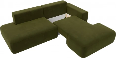 Диван угловой Лига-036 НПБ Модерн правый угол (Зеленый/Микровельвет) Лига Диванов арт.121402