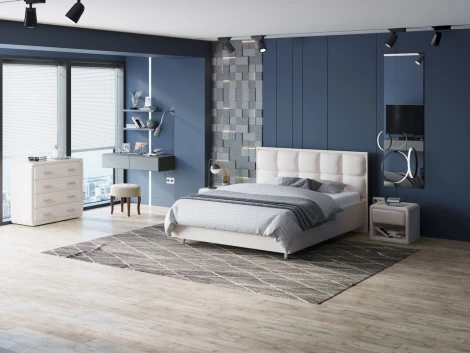 PROxSON Кровать Chessy без основания (Ткань: Рогожка Тетра Молочный) 160x200