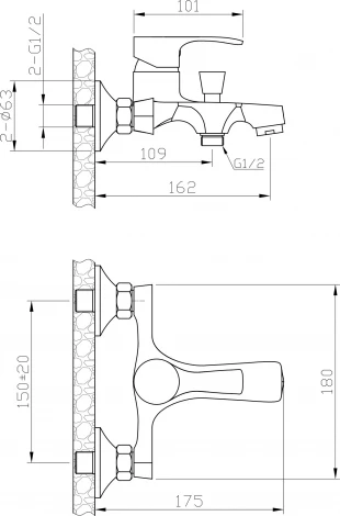 Смеситель Agger Fine A1110000 для ванны с душем