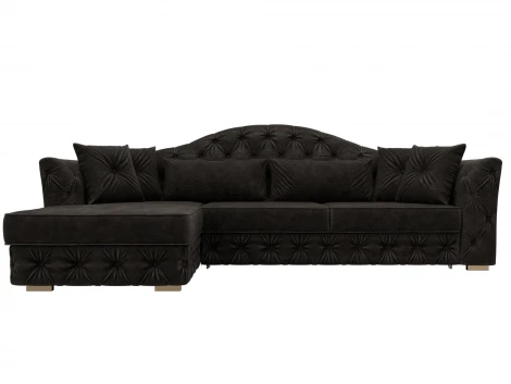 Диван угловой Артис левый угол (Брус,Рейка/Пластик/Велюр/Коричневый) Лига Диванов 128028L