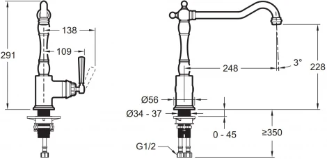 Смеситель Jacob Delafon Cleo1889 E24317-VS для кухонной мойки