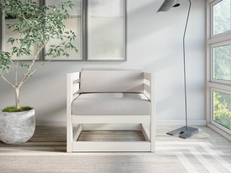 Кресло Arsko Магнус беленый дуб велюр светло-серый