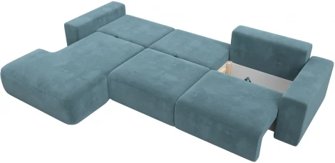 Диван угловой Лига-036 НПБ Классик Лонг левый угол (Бирюзовый/Велюр) Лига Диванов арт.121391L