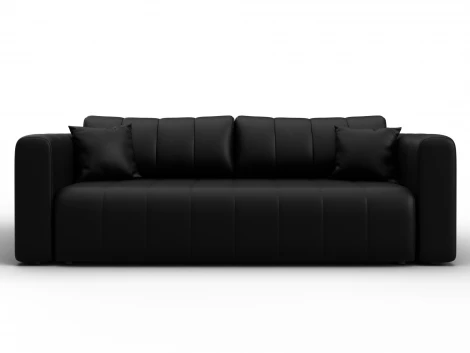 Диван прямой Лига-062 НПБ (ДСП,Фанера,ХДФ/Пластик/Экокожа/Черный) Лига Диванов 130273