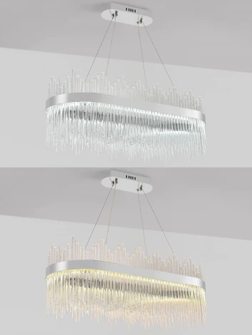 Подвесная люстра с таймером Natali Kovaltseva Smart Нимбы LED LAMPS 81265 (220V, хрусталь, пульт управления, управление смартфоном, на тросе)