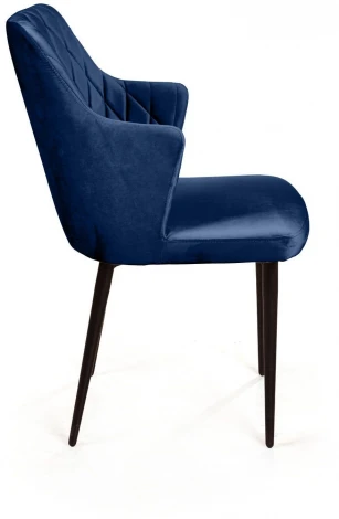 Стул с подлокотниками Hunt ромб, бархат синий 29 / чёрный конус Top Concept 75394