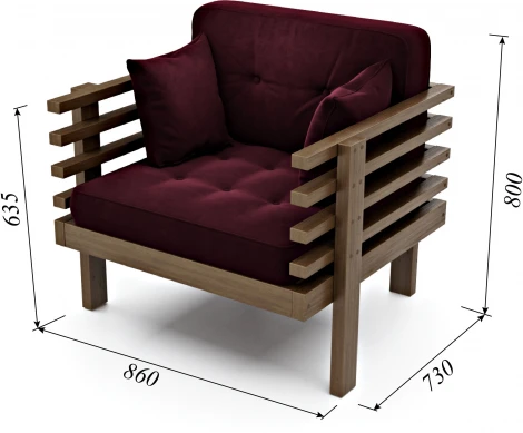 Кресло Arsko Стоун орех вишневый велюр