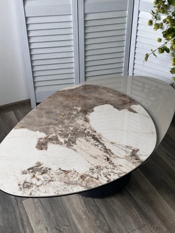 Стол кофейный NIKLAS PANDORA  керамика на стекле и окрашенный МДФ/ темно-серый МДФ каркас ®DISAUR (арт.626M05804)