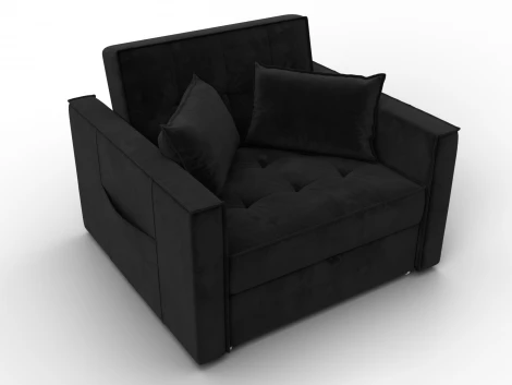 Кресло-кровать Лига-104 (80) (ЛДСП,Брус,Фанера,Велюр/Черный) Лига Диванов 134857