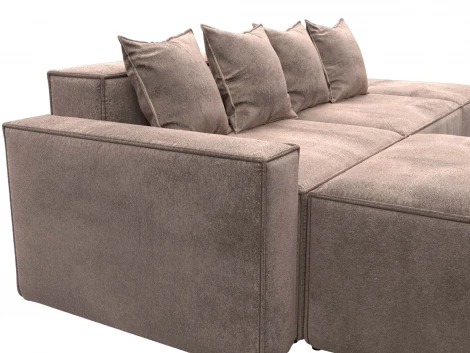 Диван угловой модульный Лига-063 угол левый (ДСП/Пластик/Велюр/Бежевый) Лига Диванов 129793L