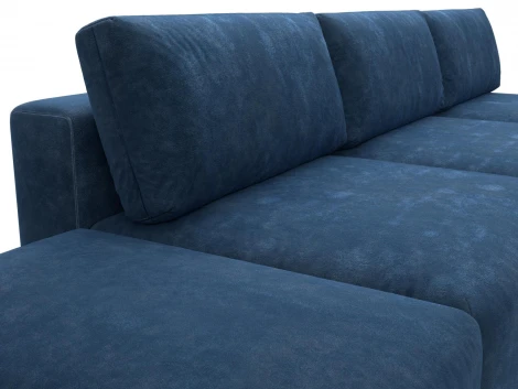 Диван угловой модульный с пуфом Лига-060 НПБ Лонг угол универсальный (ЛДСП,Брус,Фанера/Пластик/Велюр/Синий) Лига Диванов 129529