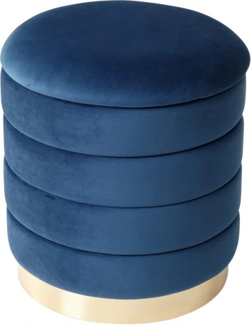 Пуф для гостиной ФРЕД синий #29, велюр / золотой каркас М-City