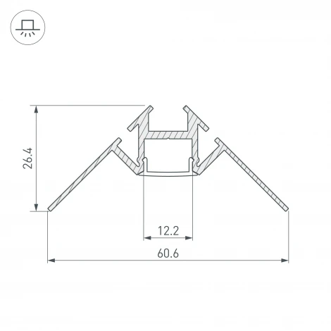 Профиль ARH-DECORE-S12-INT-2000 ANOD внутренний (Алюминий) 023868 Arlight