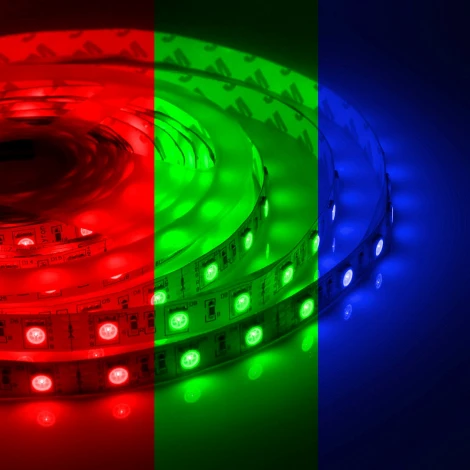Светодиодная лента 12В СТ 7,2Вт/м SMD5050 30д/м IP20 ширина подложки 10мм, 5м, RGB Apeyron 00-38