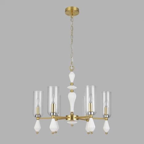 Подвесная люстра Lumion Galana 8428/6 латунь/белый/прозрачный, металл/керамика/стекло E14 6*40W 220V