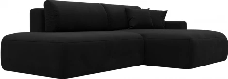 Диван угловой Лига-036 НПБ Модерн правый угол (Черный/Микровельвет) Лига Диванов арт.121399