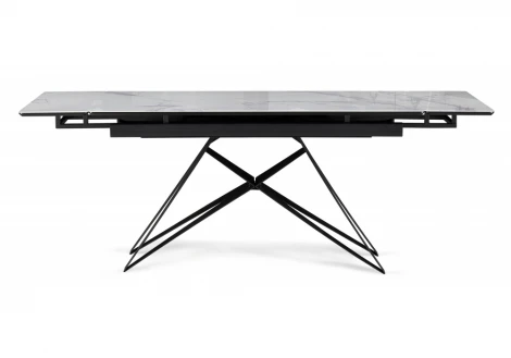 Кухонный стол Notta Блэкберн 140(200)х80 кристл белый мрамор / черный