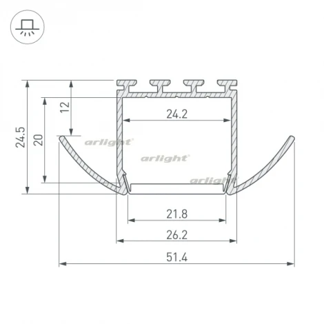 Профиль PLS-LOCK-H25-FA-2000 ANOD (Алюминий) 016444 Arlight