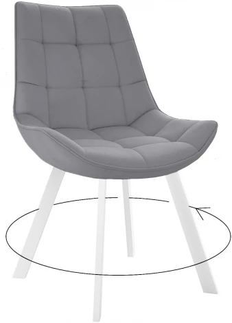 Стул DikLine 263 поворотный, B22 GREY, ножки белые