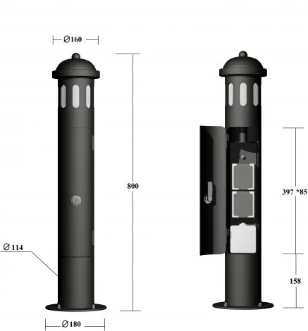 Наземный фонарь с розеткой Oasis Light RS750 круг Bl
