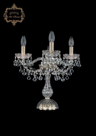 Интерьерная настольная лампа Art Classic 12.26 12.26.3.141-37.Br.B (220V, хрусталь, подвески, подсвечник, свеча)