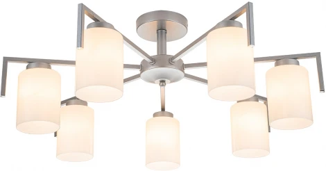 Потолочная люстра на штанге Escada Style 1142/7P Silver 7х60Вт E27, металл/стекло, серебро (220V)