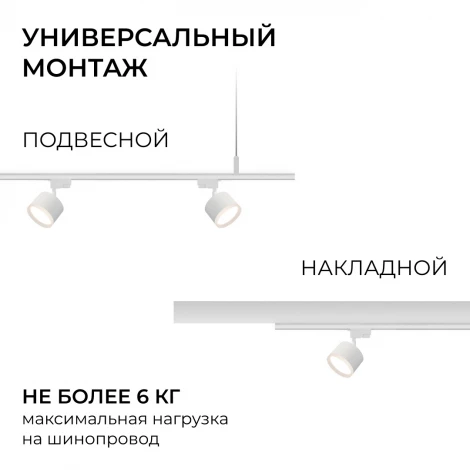 Шинопровод однофазный накладной/подвесной 220V 2 метра, белый, алюминий Apeyron R45-07