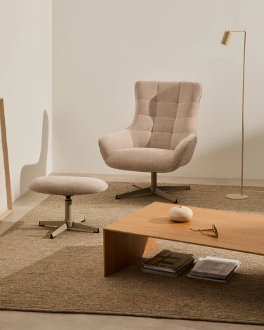 Teryl Кресло из шенилла бежевого цвета с серым металлом La Forma (ex Julia Grup) арт.212358