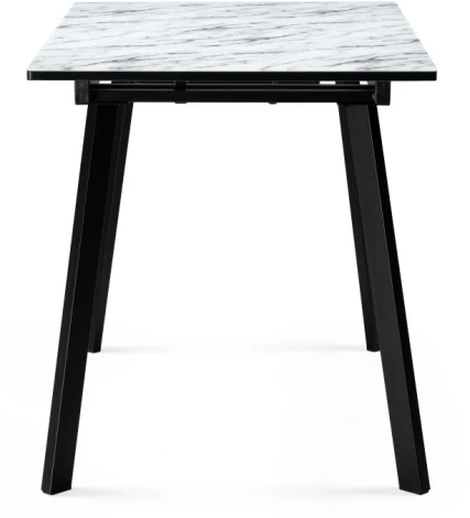 Стеклянный стол Woodville Агни 110(140)х68х76 мрамор белый / черный матовый 528558
