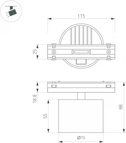 светильник магнитный MAG-VIBE-POINT-R75-10W Day4000 (BK, 24 deg, 48V) (Arlight, IP20 Металл) 044170