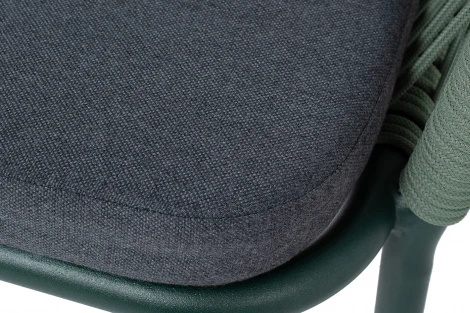 "Марсель" стул плетеный из роупа, каркас алюминий RAL6036 муар, роуп зеленый (4204) круглый tex, ткань темно-серая 027 4SIS арт.УТ-00008442