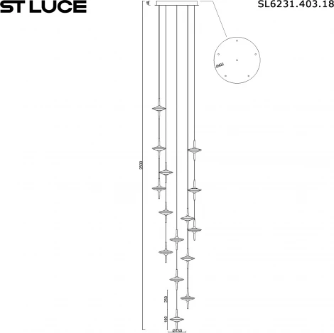 Светильник подвесной ST Luce Zenith SL6231.403.18 Черный/Прозрачный LED 18*5W 4000K