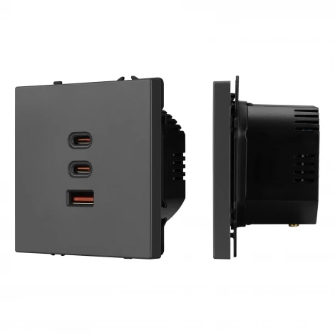 Механизм розетки с быстрой USB зарядкой ARL NOBE SCT-NOBE-MUACC-SFPL-FC-GR (65W, QC3) (Arlight,) 061837