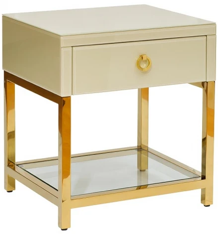 Тумба прикроватная Garda Decor KFC763E7 (Золото/Бежевый)