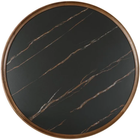 Стол журнальный ESF CT6082 (D80) черная керамика/орех/Керамика,Массив дерева