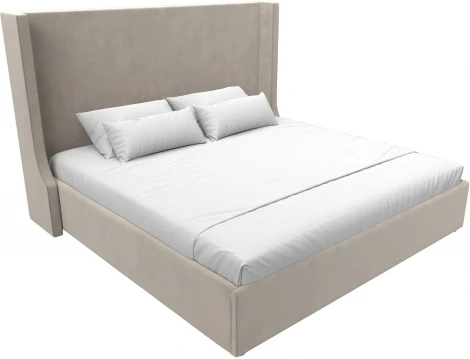 Кровать интерьерная Ларго 200 (Бежевый/Микровельвет) Лига Диванов арт.120751