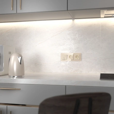 Выключатель двухклавишный проходной с подсветкой (айвори акрил) Werkel W1122143 (a064059)