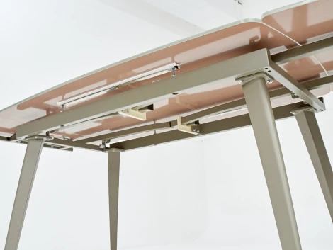 Стеклянный стол M-City ELIOT 120 GREY9 матовое стекло цвет шампань/ GREY9 каркас