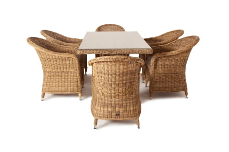 Обеденная группа плетеная, цвет соломенный 4SIS Эспрессо EC6T-7-SET