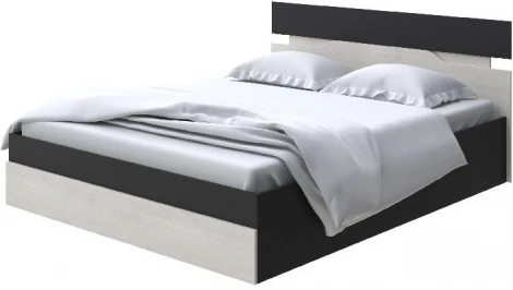 Без бренда Кровать Milton с подъемным механизмом (ЛДСП Черный/Дуб Шамони светлый) 120x190