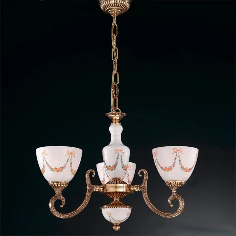 Подвесная люстра Reccagni Angelo 8160 L 8160/3 (220V, на цепи, цветы, ленточки)