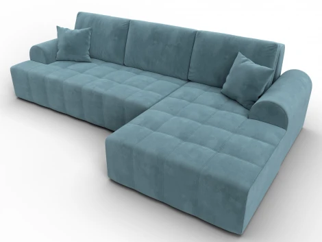 Диван угловой Лига-080 угол правый (ДСП/Пластик/Велюр/Бирюзовый) Лига Диванов 134746