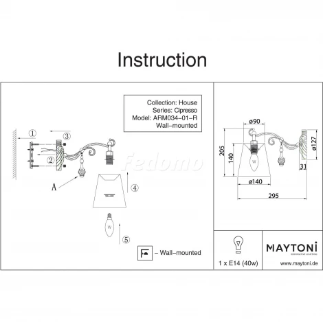 Бра Maytoni Cipresso H034-WL-01-R