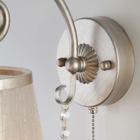 Бра Eurosvet Liona 60065/1 серебро (220V, хрусталь Strotskis, подвески, выключатель)