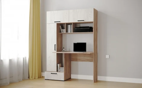 Компьютерный стол ТЭКС Квартет-11, Дуб крафт табачный, дуб крафт белый